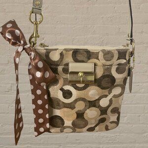 COACH KRISTIN OP ART MULTICOLOR CROSSBODY - SIGNATURE CANVAS SEQUIN - EUC